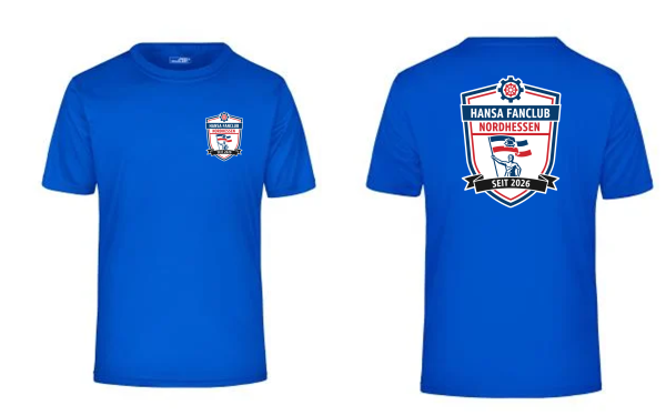 ActiveT-Shirt für Herren "Hansa Fanclub Nordhessen" (Funktionsstoff) - royalblau - Brustlogo & gr. Rückenlogo